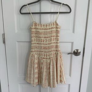 Chic Cream and Red Mini Dress